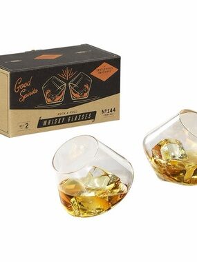 Gentleman’s Hardware Rock &Roll Tilted Whisky Glasses — Clear (Set of 2)